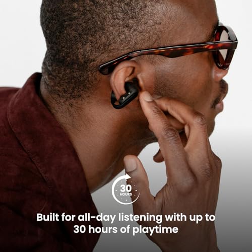Sudio Audio B3 Open-Ear True Wireless Earbuds – Bluetooth 5.3 Clip-On Headphones with Secure Fit, Sweat-Resistant, Built-in Mic, Long Battery Life, Compatible with iPhone & Android (Black) - color: Black
