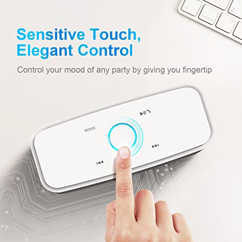 DOSS SoundBox Touch Wireless Bluetooth Speaker-12W HD Sound with Rich Bass | Portable & Small Design, IPX5 Waterproof, 20H Playtime, Handsfree, House, Office Desktop, Bedroom, Indoor Use, White - color: White
