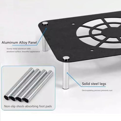 Mini Media Stand Aluminum Alloy Audio Tower Black Component Rack 1-3 Tier Metal Holders Small Desktop Stereo Cabinet for Equipment(Black,3-Tier) - size: 3-Tier