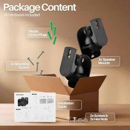 TNP Universal Satellite Speaker Wall Mount Bracket Ceiling Mount Clamp with Adjustable Swivel and Tilt Angle Rotation for Home Theater Surround Sound System Satellite Speakers - 4 Pack, Black - color: Black, size: 4 Pack