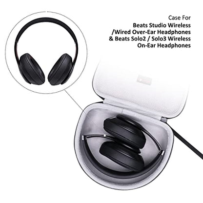 Headphone Case Compatible with Beats Studio Pro/Solo 4 / Studio 3 / Solo 3 / Picun B8 / BERIBES/JLab JBuds Lux ANC Wireless Bluetooth Noise Cancelling Headphones（Outer Black+Inner Grey） - color: Gray