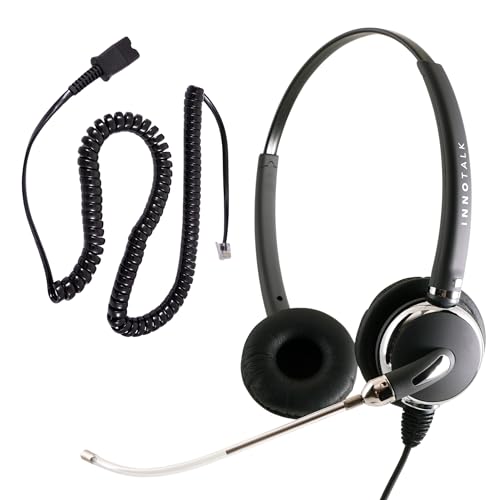 INNOTALK - Headset for Cisco Phone, Pro Voice Tube Mic Wired Headset with QD Sturdy 9 Ft. Cord Pigtail Adapter, Wired Headphones, Cost Effective Corded Headset - size: VoiceTube-Binaural