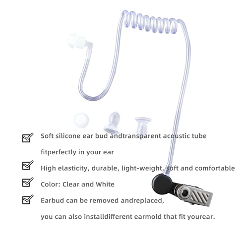 Replacement Acoustic Tube for Two Way Radio Earpiece Coil or Surveillance Kit Headset 2 Pack