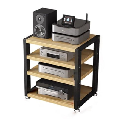 UrbanUp Audio Cabinet Rack Small Space Saving Stereo Cabinet Audio Rack Tower, Lightweight AV Media Stand for Electronics, Wood Texture Router Modem Organizer(4 Tier) - size: 4 Tier