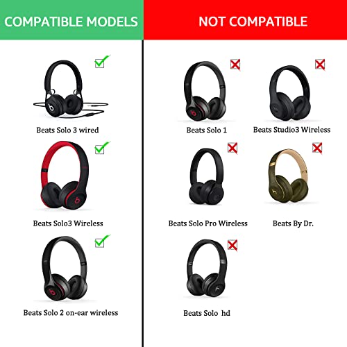 Earpad Replacement for Beats Solo 2 & 3 Wireless/Wired Headphone, Ear Cushion Premium Protein Leather Memory Foam with Kits, Superb Comfortable Easy to Install – Silver - color: Silver