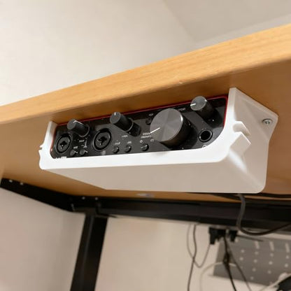 Under-Desk Mount for Focusrite Scarlett 2i2, Audio Interface Holder, Space-Saving Desk Organizer (White) - color: White