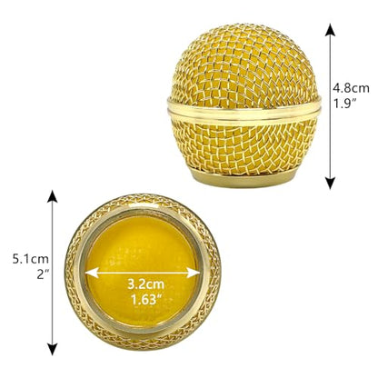 Musiin Mic Replacement Grille Compatible with SM58, BETA 58A(Gold 2 Pack) | SM58-LC, SM58S, SV100, PGX24, SLX4 Microphone Head Cap