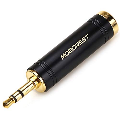 MOBOREST 3.5mm Male to 1/4'' Female Stereo Audio Headphone Adapter, 1-Black | 1/8" Plug to 1/4'' (6.35mm) Jack Adapter, Pure Copper Gold-Plated Connector for Amp, Guitar, Piano, keyboard, Home Theater - color: BLACK-1PCS