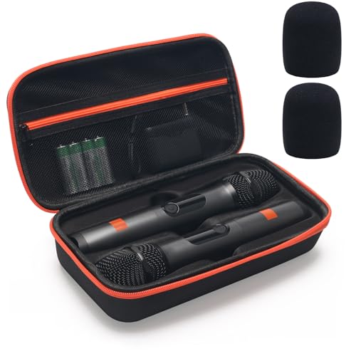 Coitak Wireless Microphone Case for JBL Wireless 2 Mic System, Box Only | Handheld Dual Mic Case, 2 Mic Foam Covers, Portable Storage Bag, Box Only