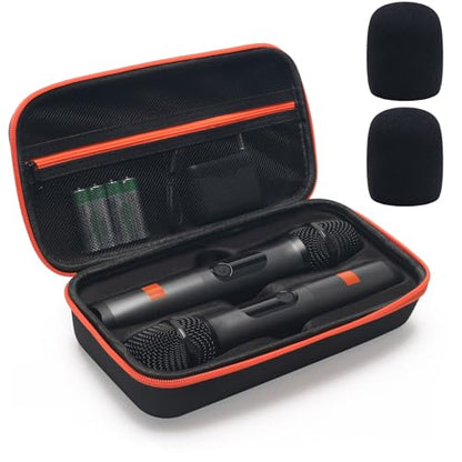 Coitak Wireless Microphone Case for JBL Wireless 2 Mic System, Box Only | Handheld Dual Mic Case, 2 Mic Foam Covers, Portable Storage Bag, Box Only