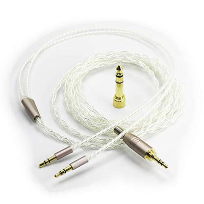 NewFantasia 6N OCC Copper Silver Plated Upgrade Audio Cable 3.5mm Male and 6.3mm Adapter Compatible with Hifiman Ananda, Sundara, Arya, HE400SE, HE4XX, HE-400i Headphone (2 x 3.5mm Version)