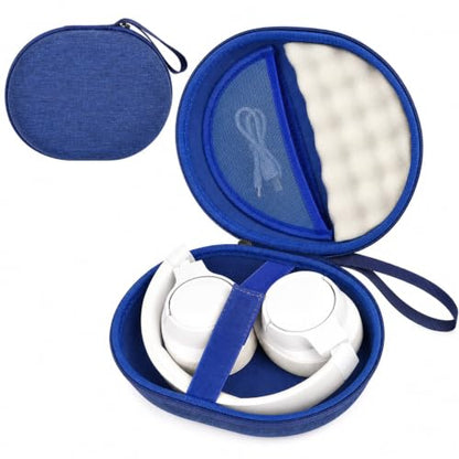 Hard Headphone Case for JBL Tune 770NC/510BT/720BT/520BT/670NC | Wave Foam, Elastic Strap, Soft Lining, Mesh Pocket, Carry Handle, Folded Headphone Storage, Blue, Case Only - color: Blue