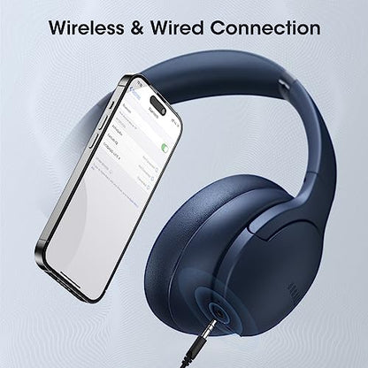 DOQAUS Wireless Headphones Over Ear, Bluetooth Headphones, APP Control | 90H Playtime, 9 EQ Mode, BT5.4, Hifi Stereo Sound Headphones Wireless, ENC Mic, Foldable, for Travel Work Study, Navy Blue - color: Navy Blue