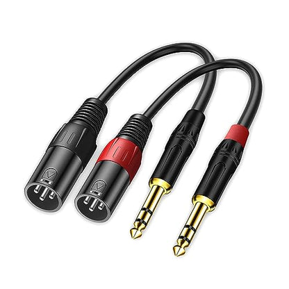LanSenSu XLR to 1/4 TRS Stereo Adapter,XLR Male to 1/4 Inch (6.35mm) Stereo Balanced Microphone Stereo Audio Converter AdapterCable 2Pack- 11.8inch - size: 6.35mm to XLR Male-11.8in