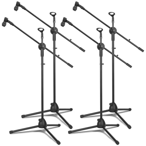 Sherr 2 Pcs Microphone Stand Boom Bulk, Adjustable Height Tripod Mic Stand with Dual Clip, Black Foldable Universal Heavy Duty Tripod Holder for Live Stream Singing Stage - style: Mic