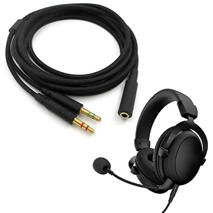 Headphone Splitter 2 in 1 Y-Splitter Replacement Audio Extension Cable Compatible with HyperX Cloud II/Cloud Alpha/Cloud Flight/Cloud Silver/Cloud Flight/CloudX Series Headsets, 6.5FT