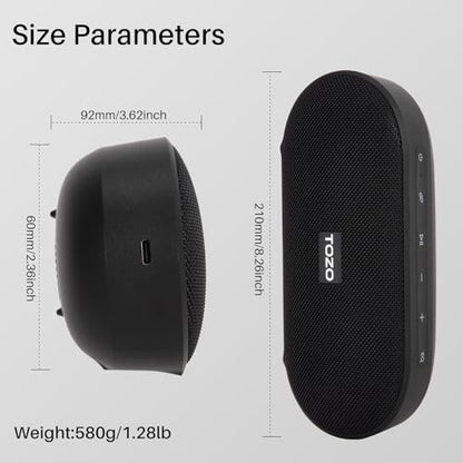 TOZO PA1 Portable Bluetooth Speaker, Powerful Stereo Sound with Deep Bass | 25H Playtime, IPX7 Waterproof for Shower, Wireless Speaker with App EQ Control, Dual Pairing for Home, Outdoor and Travel