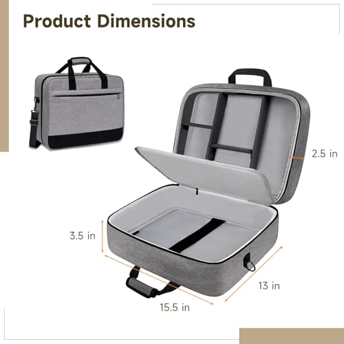 Audio Mixer Case, Gray Mixer Bag with Adjustable Dividers, Secure Straps, Multiple Pockets, Luggage Strap, 15.5 x 13 x 6 in, 0.4 in Padding Podcast Mixer Case