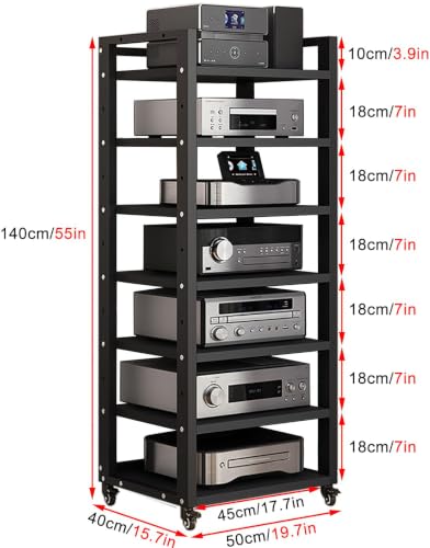 7-Tier Heavy Duty Audio Component Rack, Stereo Rack AV Media Stand Cabinet - color: C