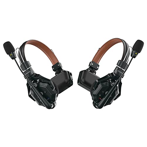 Hollyland Solidcom C1 Pro Wireless Intercom Headset System ENC Noise Cancellation Full Duplex 2-Person 1100ft Team Communication with PTT Mute Single Ear Headset for Church Drone TV Film Production - size: 2 Set Single Ear