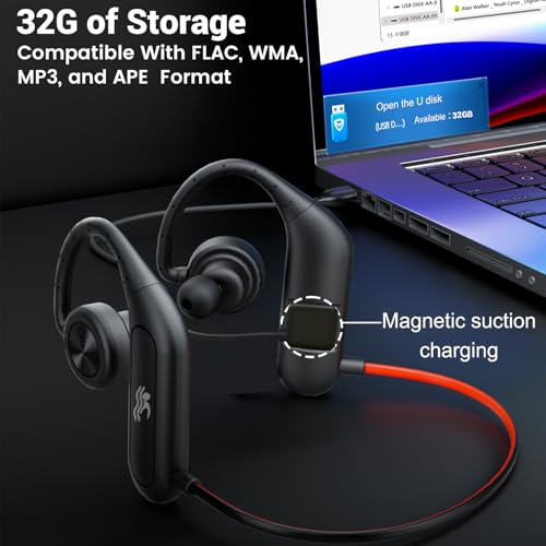 IP68 Waterproof Earbuds with 32GB MP3 Player Bluetooth 5.2 Wireless Headphones, Sports, Gym