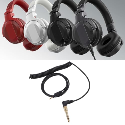 Zunate Replacement Headphone Cable with 6.35mm Adapter – Compatible with DJ HDJ CUE1BT X5 X7 S7, Spring Audio Cord with Locking Plug and OFC Wire for Studio Use