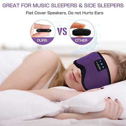 LC-dolida Sleep Headphones, Silk Sleep Mask Bluetooth Wireless Music Eye Mask, Sleeping Headphones for Side Sleepers Sleep Mask with Bluetooth Headphones Ultra-Thin Stereo Speaker Perfect for Sleeping - color: Purple Silk