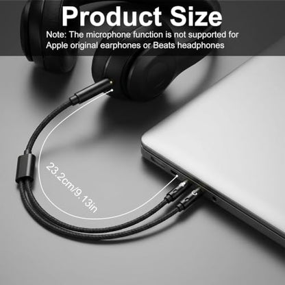 Headphone Splitter for Computer, 3.5mm Female to 2 Dual 3.5mm | Audio Splitter, 1 in 2 Y Separator, Mic and Headphone Jack Adapter Cable, for Headset Gaming Computer Laptop