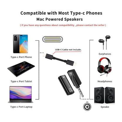 Xiwai 2pcs/lot Type-C USB-C Female to Audio AUX & MIC 3.5mm Male & Female 16bit 48kHz Sound Card Adapter Compatible with Laptop Tablet Phone - style: USB-C to 3.5mm Male & Female AUX & MIC