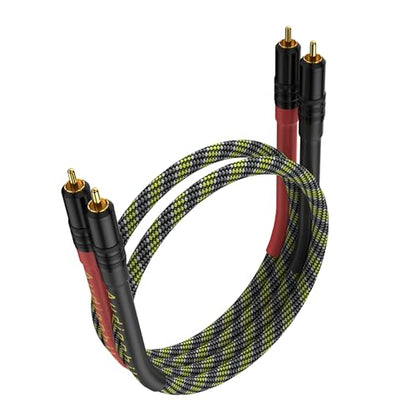 HiFi Interconnect Cable 2RCA Male to Dual RCA Male AV Cables,Digital & Analogue Subwoofer Stereo Audio Cable for Home Theater,HDTV,Amplifiers,Hi-Fi System (2M/6.6FT) - size: 2M/6.6FT
