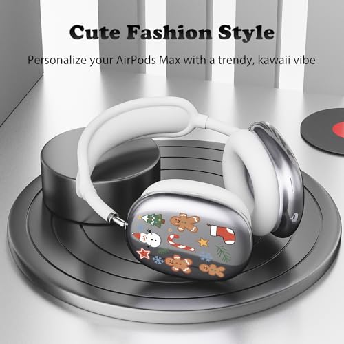 for AirPods Max Headphones Christmas Ear Covers for AirPods Max 2 | Gingerbread Man Clear Ear Cups Cover | White Silicone Ear Pad Case Headband Cover for Apple AirPods Max 2/1 (2026/2024/2020) - color: Gingerbread Man A/White