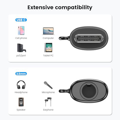 MOSWAG USB C to 3.5mm Headphone Adapter, Typc C to 3.5mm Aux Headphone Adapter, USB C to Aux Audio Zinc Alloy Adapter for Samsung GalaxyS23 S22 S21 Ultra, Pixel 7/6 iPad Pro/Air/Mini | Hi-Fi Audio Converter and Microphone in Zinc Alloy High Resolution Com