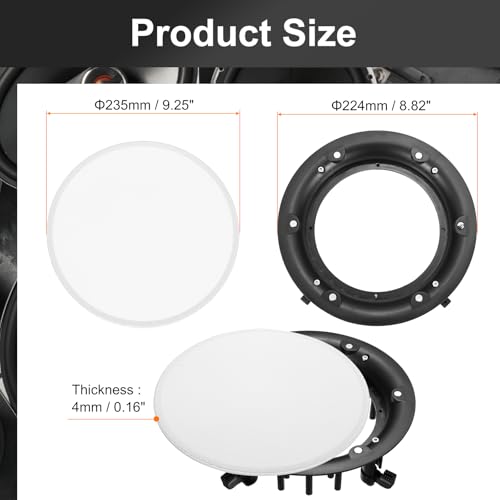 MECCANIXITY Ceiling in-Wall Speaker Grille Cover and Base, 9.2 Inch White Round Metal Recessed Drop Ceiling Speakers Magnetic Dust Covers Accessory for Surround Sound Systems - size: 9.2 Inch