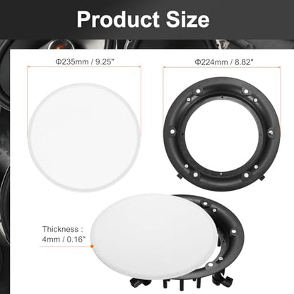 MECCANIXITY Ceiling in-Wall Speaker Grille Cover and Base, 9.2 Inch White Round Metal Recessed Drop Ceiling Speakers Magnetic Dust Covers Accessory for Surround Sound Systems - size: 9.2 Inch