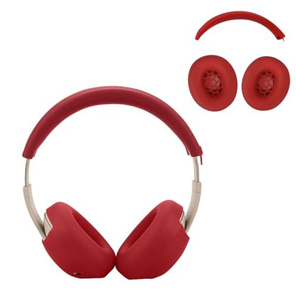 Aiivioll Studio Pro Silicone 2 in 1 Case Cover Set, Anti-Scratch Ear Pad Cover/Zipper Headband Cover for Beats Studio Pro Headphone, Studio Pro Soft Silicone Protector Accessories(Red) - color: Red