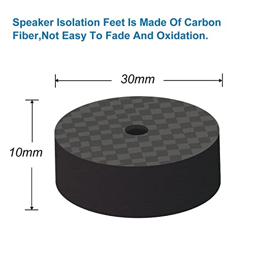 Monosaudio 4PCS Carbon Fiber Speaker Spike Floor Protectors 30x10mm Speaker Spikes Pads Subwoofer Isolation Feet Amplifier Feet for Audio,Speakers,Subwoofers,Amplifier,Turntable,DAC,PC Case(Black) - size: 30x10mm