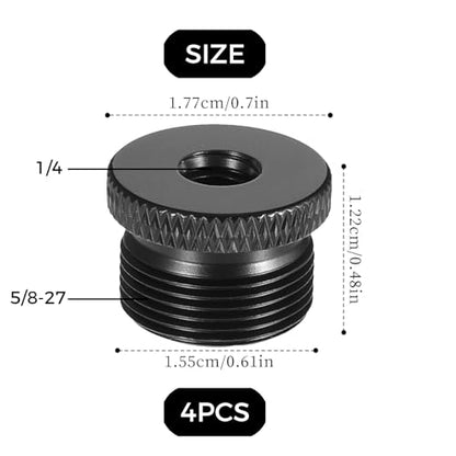 4 Pcs Mic Stand Adapter 1/4 Female to 5/8 Male Screw Adapter Thread，Aluminum Alloy Screw Adapter for Microphone Mount to Camera Tripod