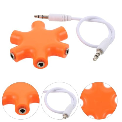 UKCOCO Multi Device 5-Jack 3.5mm Headphone Audio Splitter Adapter with Compact Plastic and Alloy Design for Daily Use and Travel, Stylish 1 Male to 4 Female Port Audio Output