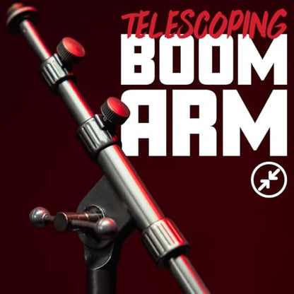 Gator Frameworks Rok-It Series Telescoping Tripod Mic Stand Adjustable with 32" to 62" Height and Extendable Boom Arm, Fully Collapsible for Convenient Travel (RI-MIC-1020) - style: Boom microphone stand with a telescoping boom arm