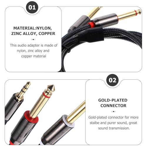 KALLORY 3.5mm to Dual 1/4 Inch Mono Audio Splitter Cable 1m Y-Splitter Compatible with CD Players Multimedia Speakers Home Stereo Systems Black