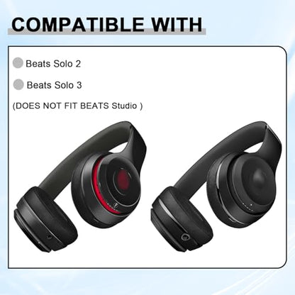 Replacement Ear Pads for Beats Solo 2 & Solo 3 Wireless On-Ear Headphones, Ear Cushions, Headset Earpads, Ear Cups Cover with Soft Protein Leather (Red) - color: Red
