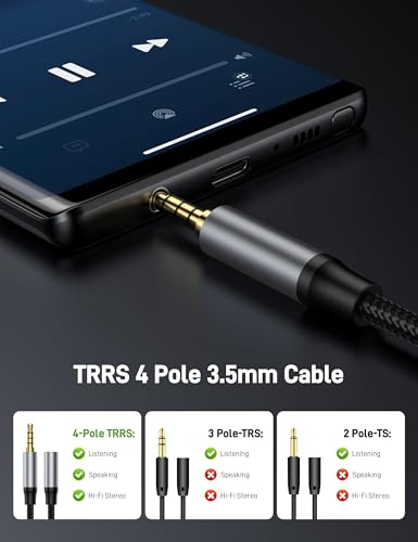 3.3FT 3.5mm TRRS Headphone Extension Cable, 2Pack 4 Pole Male to Female Stereo Audio Cord Extension Cable Nylon Braided for Headphones, Car Stereos, Phones and Speakers. - size: 3.3FT+3.3FT