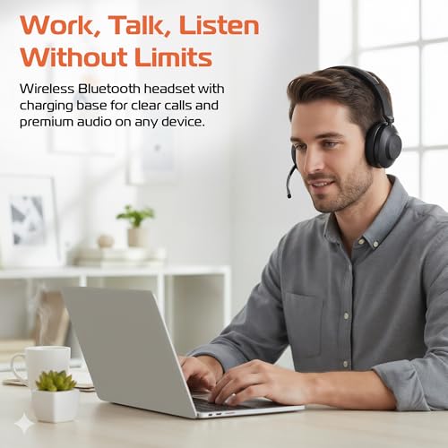 Spracht Blues Combo BT/USB Wireless Headphones for Working Professionals, Comfortable PC Headset, 40 Hour Battery Life, USB and Bluetooth Headset with Noise Cancelling Microphone for Work (Dual Ear) - style: Dual Ear