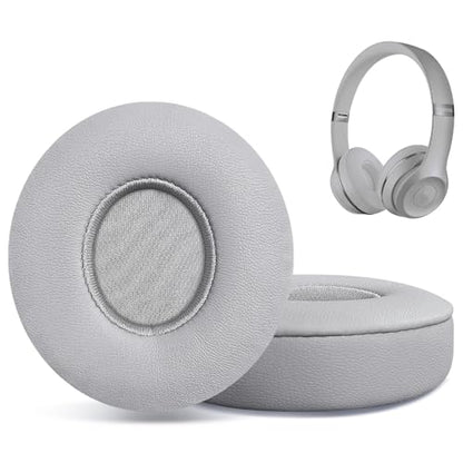 Replacement Ear Pads for Beats Solo 2 & Solo 3 Wireless On-Ear Headphones, Ear Cushions, Headset Earpads, Ear Cups Cover with Soft Protein Leather (Grey) - color: Grey