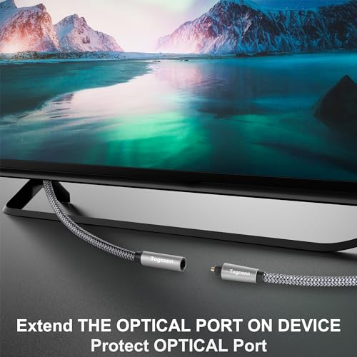 Optical Extension Fiber Digital Cable Adapter 2 Feet (2 Pack), 90 Degree Right Angle & Straight Male to Female Coupler, Toslink Audio Cable, Nylon Braided for Home Theater, Soundbar, TV and More - size: 2 Feet
