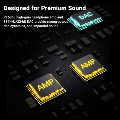 Cubilux HC-4 USB to 4.4mm DAC Headphone Amp, 384KHz/32-bit Hi-Res Portable Balanced DAC with Pentaconn Output & 3.5mm MIC Jack, HiFi Audio Dongle for PC, Laptop, Phone, IEMs & Gaming