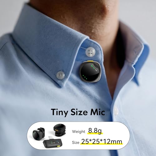 Wireless Lavalier Microphone for iPhone/Android, Lapel Mics with Lightning/USB-C Plug-Play, 100FT Range, Omnidirectional Condenser Mic for Video Recording, Interview, Podcast, Vlog, YouTube