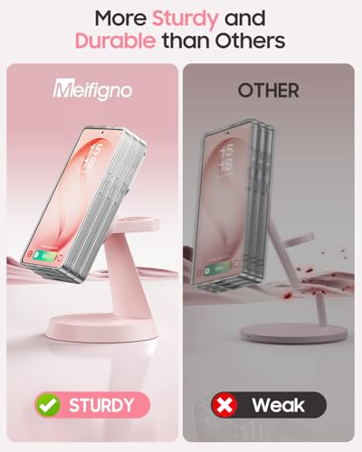 Meifigno Magnetic Wireless Charger for Samsung, 3 in 1 Charging Station Compatible with MagSafe Samsung Charger for Galaxy S26 Ultra S25 Z Fold7/Flip7, Charger Stand for Galaxy Watch Ultra 8 7, Pink - color: PINK