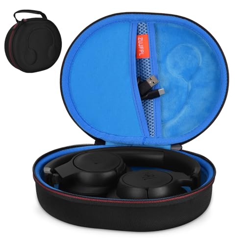 EVA Hard Case for JBL Live 770NC/670NC/660NC/650BT/460NC/400BT/500BT and JBL Tune 770NC/710BT/720BT/700BT/750BT/520BT/510BT/760NC/660NC/500/E45BT Wireless Headphone(Black Case+Inside Blue) - color: Black Case+Inside Blue
