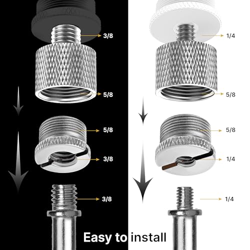 Mic Stand Adapter Set 8 pieces Metal Microphone Stand Screw Thread Adapter 5/8 Female to 3/8 Male 3/8 Female to 5/8 Male 5/8 Female to 1/4 Male 1/4 Female to 5/8 Male Tripod Adapter ADP01A Slvr - color: Silver